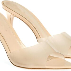 Women's transparent pointed-toe open-toe stiletto mules, fashionable sexy slip-on transparent strappy high-heeled mules Summer Backless Party Wedding Prom Dress Shoes