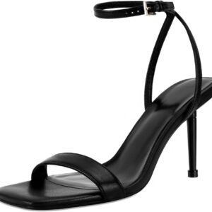 Women's square-toe open-toe stiletto sandals, lace-up ankle-strap sandals, comfortable dress party shoes