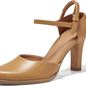 Womens Chunky High Heels Closed Pointed Toe Ankle Strap Pumps Vintage  Dress Party Shoes