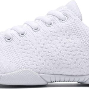 Youth Cheer Shoes Girls White Cheerleading Shoes Dance Athletic Training Breathable Fabric Dancing Lightweight Competition Comfortable Sport Kids Girls Cheer Sneakers