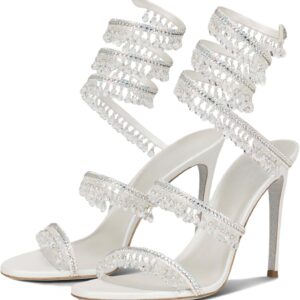 Women's Rhinestone Wrapped Strappy Stiletto Heels, Round Toe Open-Toe Lace-Up High Heel Sandals, Suitable for Weddings, Prom Parties, and Dresses